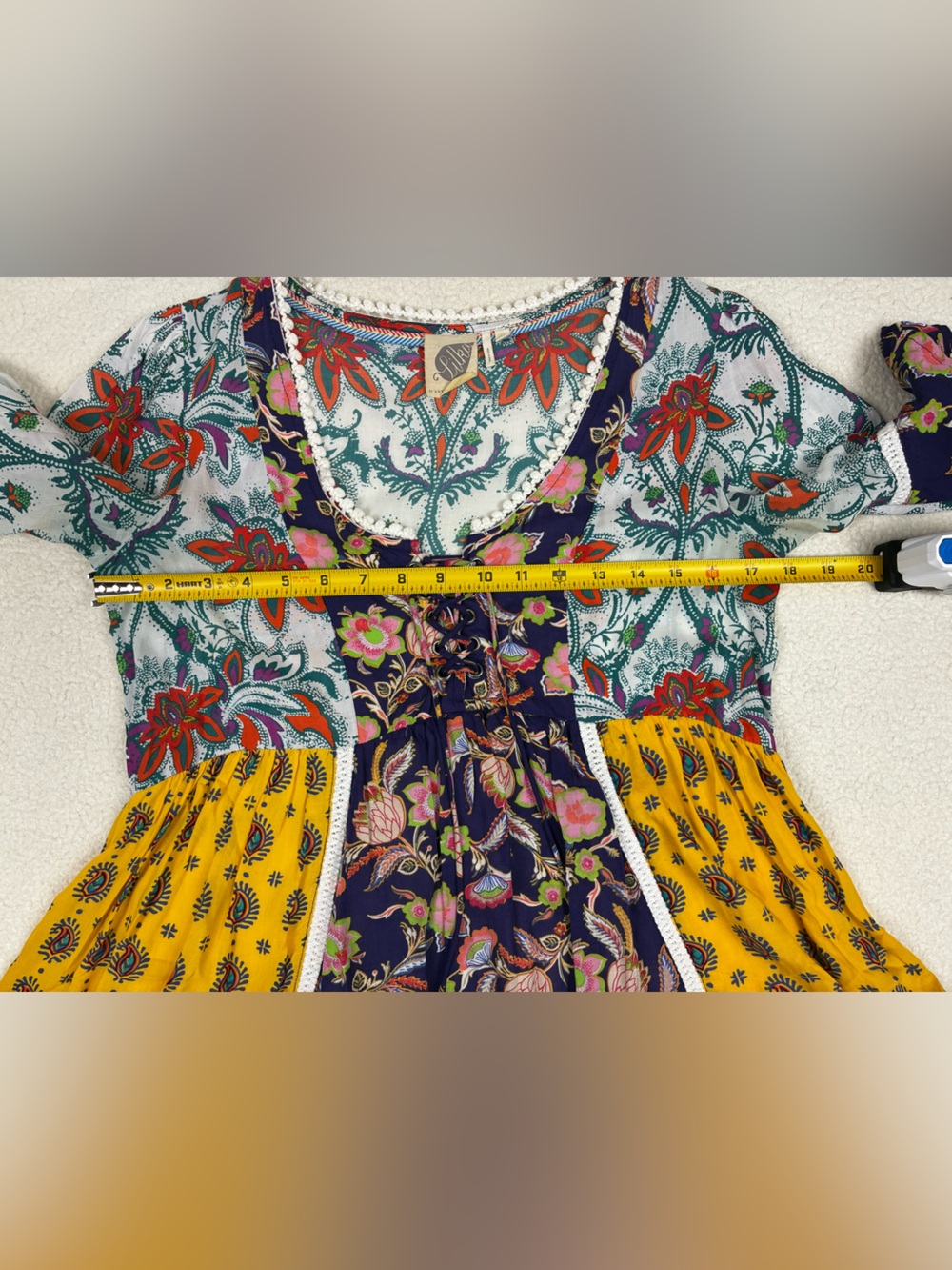 Lilka by Anthropologie Patchwork Trapeze Boho Dress Size XS - Picture 8 of 9